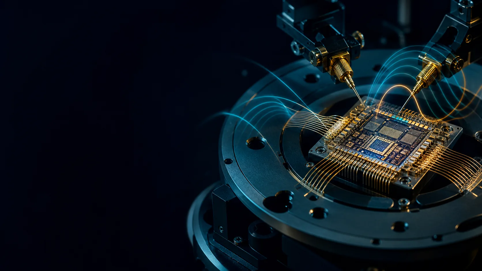 CMOS test chip on a high-frequency probe station